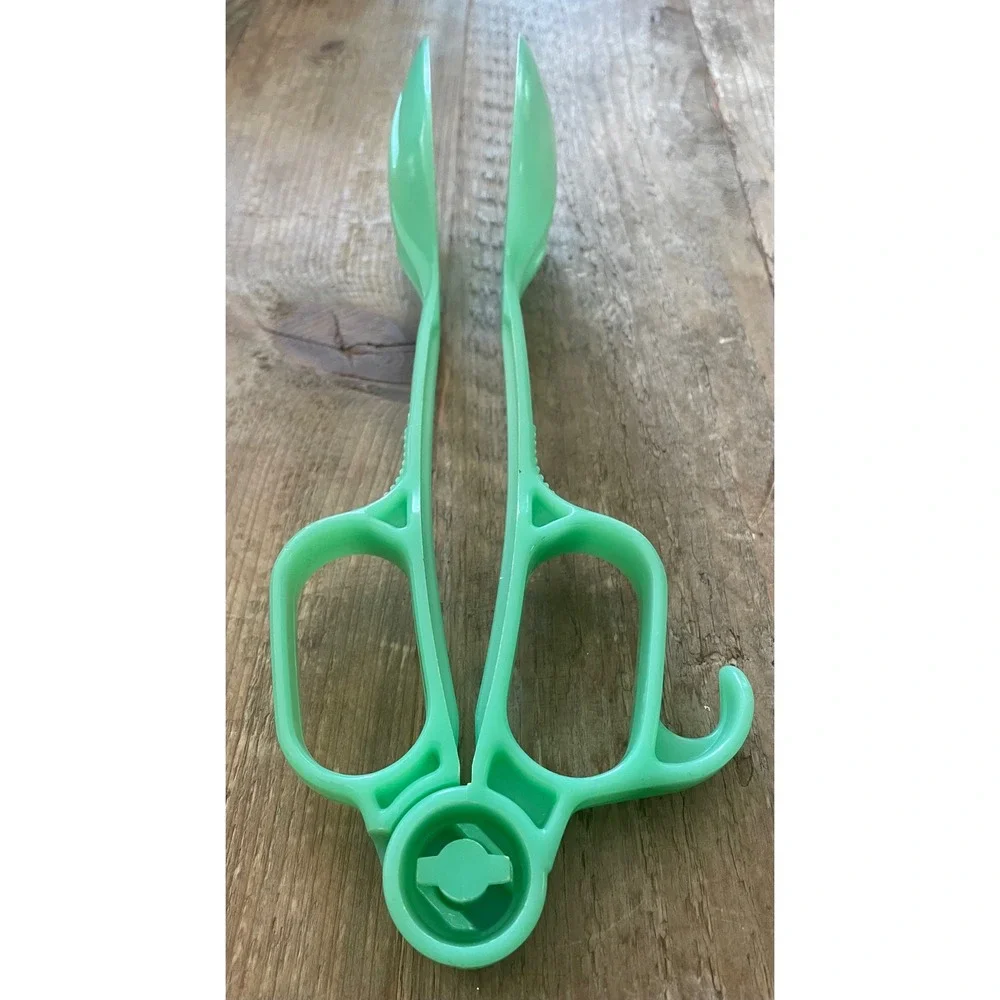 Vintage Tupperware Seafoam Green Salad Tongs Scissor Style Serving Spoons MCM